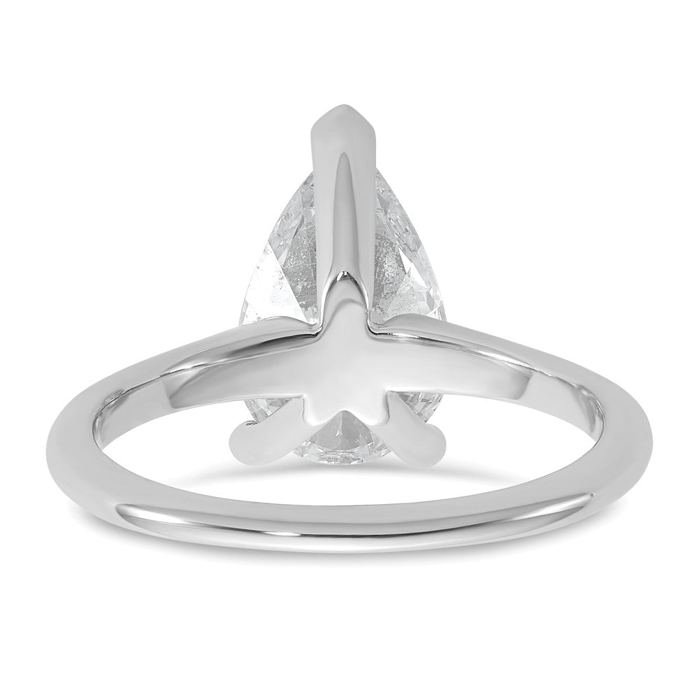 14K White Gold 2 1/2 carat Lab Grown Diamond VS+ F+ Pear Solitaire Complete Engagement Ring