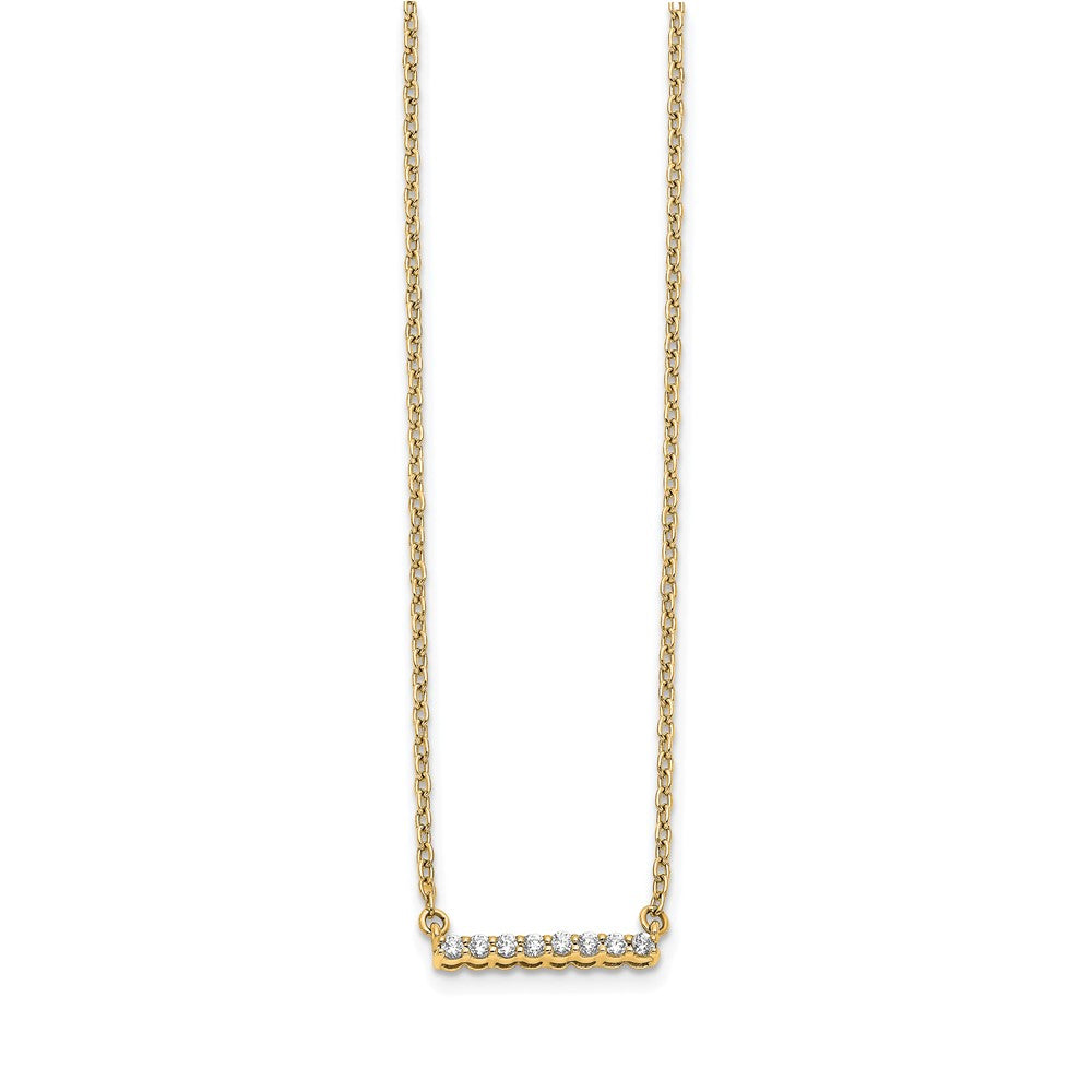 14K Yellow Gold Polished 1/10 carat Diamond Bar 18 Inch Necklace