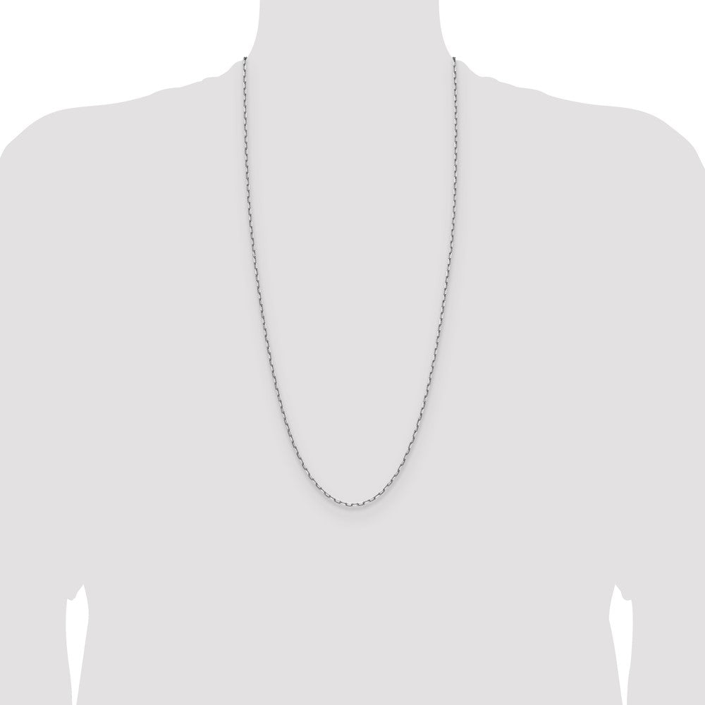 14K White Gold 2.1mm Solid Beveled Paperclip 30 Inch Chain