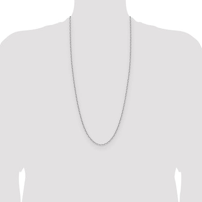 14K White Gold 2.1mm Solid Beveled Paperclip 30 Inch Chain