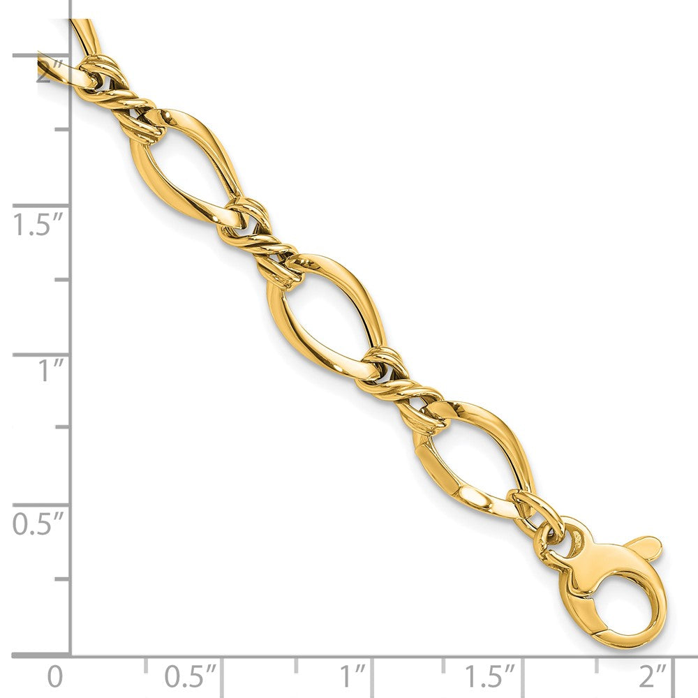 14K Yellow Gold Polished 8.8mm Fancy Twisted Link 7.5 Inch Bracelet