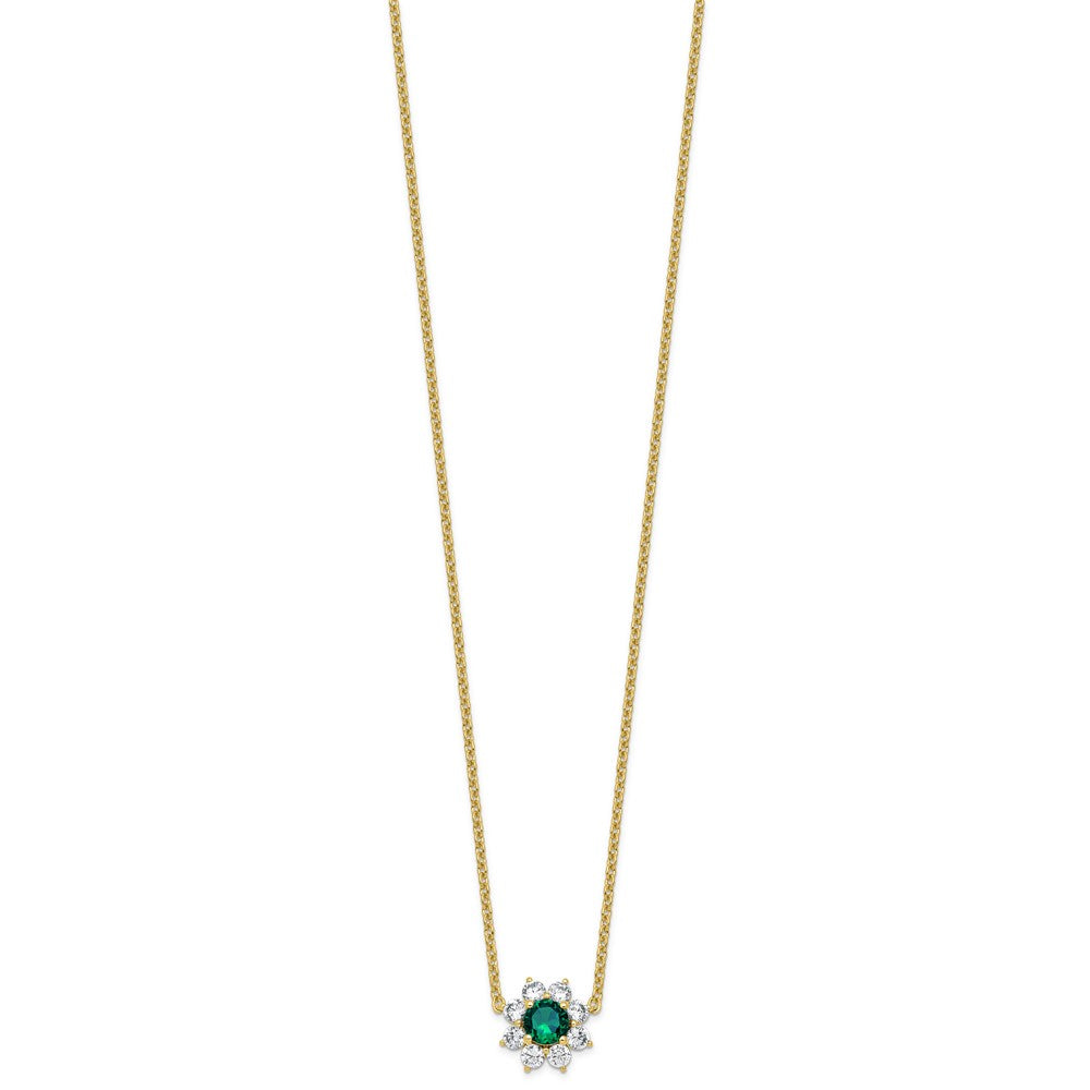 14K Yellow gold VS/SI G+ Lab Grown Diamond and AAA quality Genuine Emerald