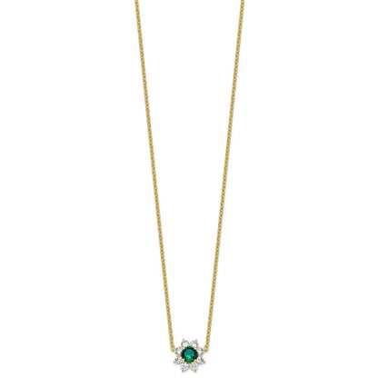 14K Yellow gold VS/SI G+ Lab Grown Diamond and AAA quality Genuine Emerald