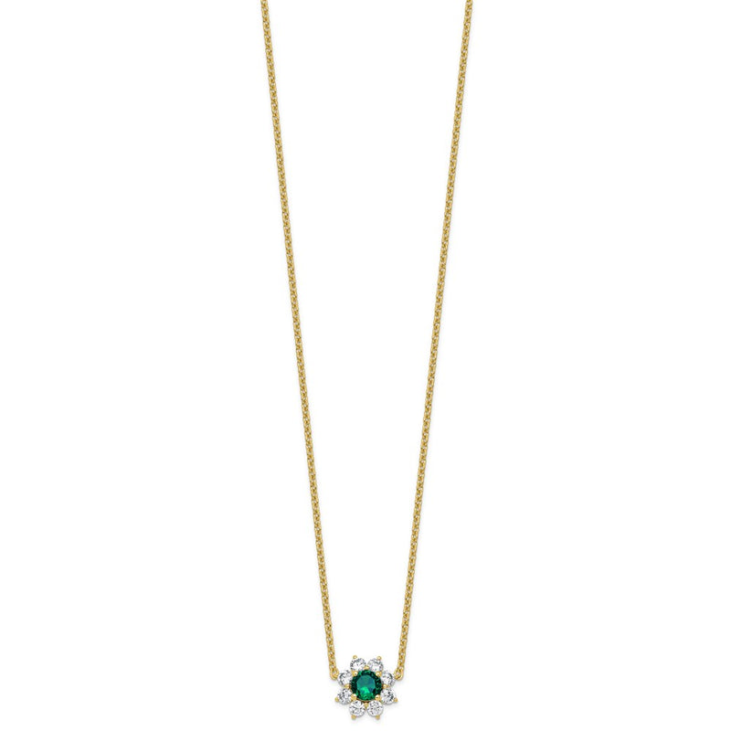 14K Yellow gold VS/SI G+ Lab Grown Diamond and AAA quality Genuine Emerald