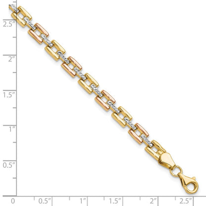 14K Yellow Gold w/ and Rhodium D/C Fancy 7.25 Inch Bracelet