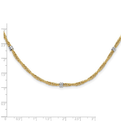 14K Two-Tone Gold Two-tone Polished 3.8mm Fancy Beaded 7-Station 18 Inch Necklace
