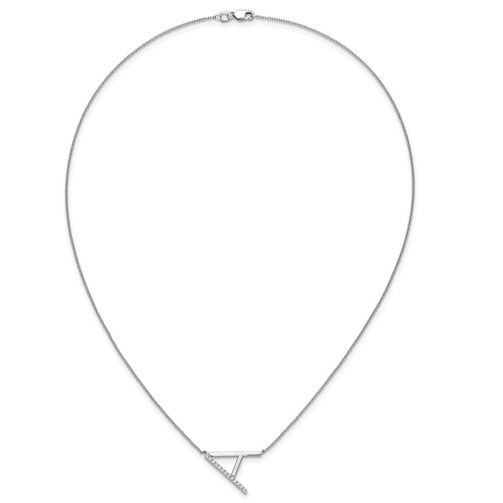 14K White Gold Sideways Diamond Initial A 18 Inch Necklace