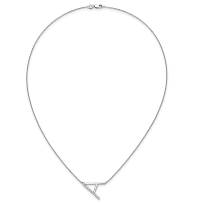 14K White Gold Sideways Diamond Initial A 18 Inch Necklace