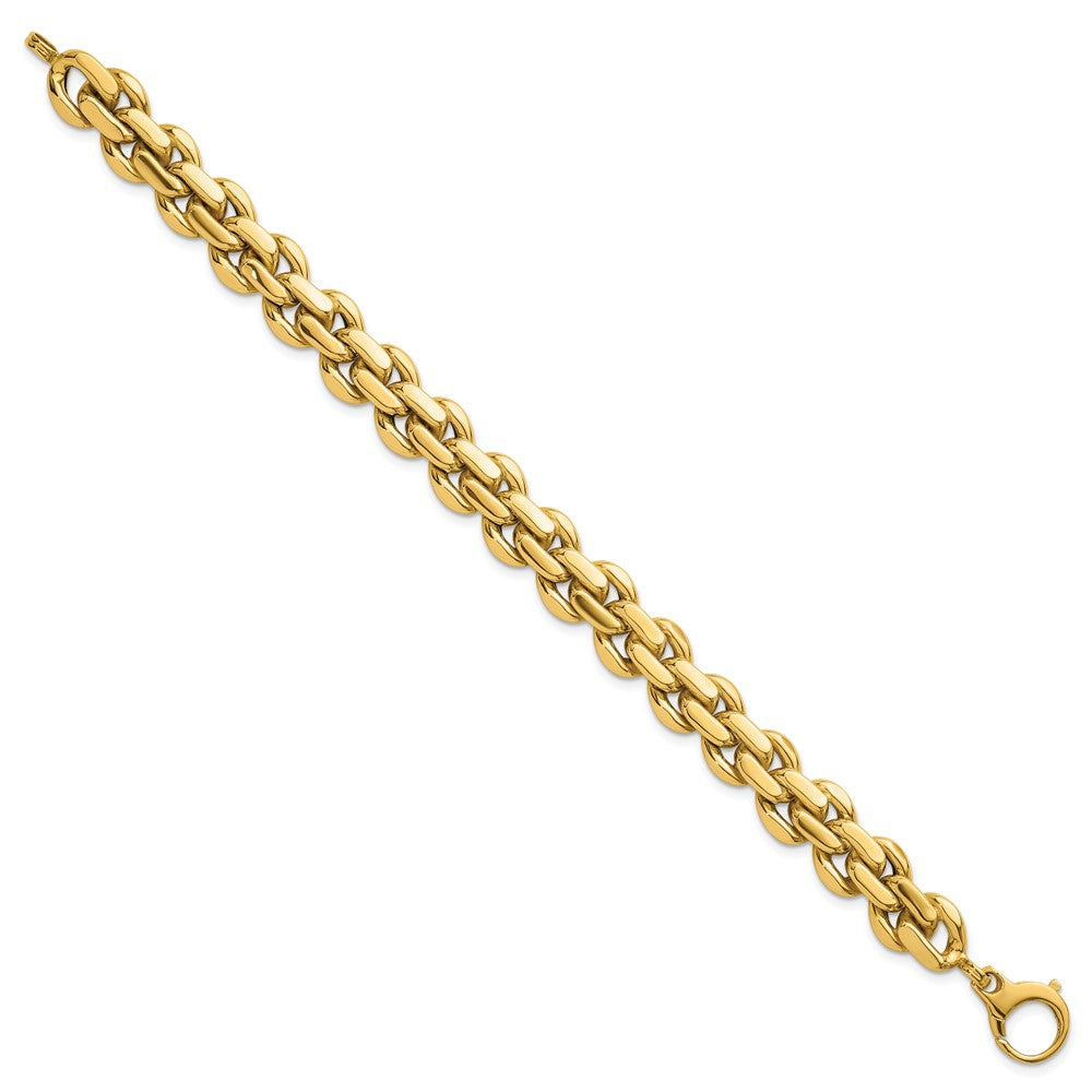 14K Yellow Gold Polished 9.25mm Fancy Link 7.5 Inch Bracelet