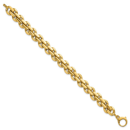 14K Yellow Gold Polished 9.25mm Fancy Link 7.5 Inch Bracelet