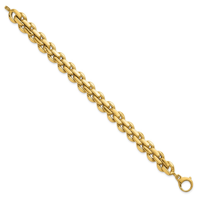 14K Yellow Gold Polished 9.25mm Fancy Link 7.5 Inch Bracelet