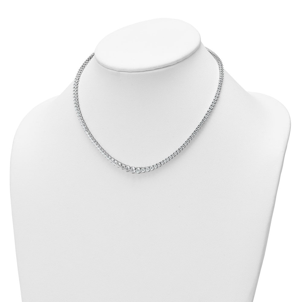 14K White Gold 10 1/10carat Lab Grown Diamond VS/SI+ G+ Complete Round 16 Inch Graduated Tennis Necklace