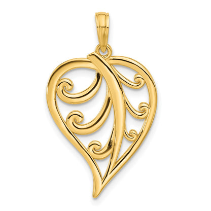 14K Yellow Gold Polished Leaf Pendant