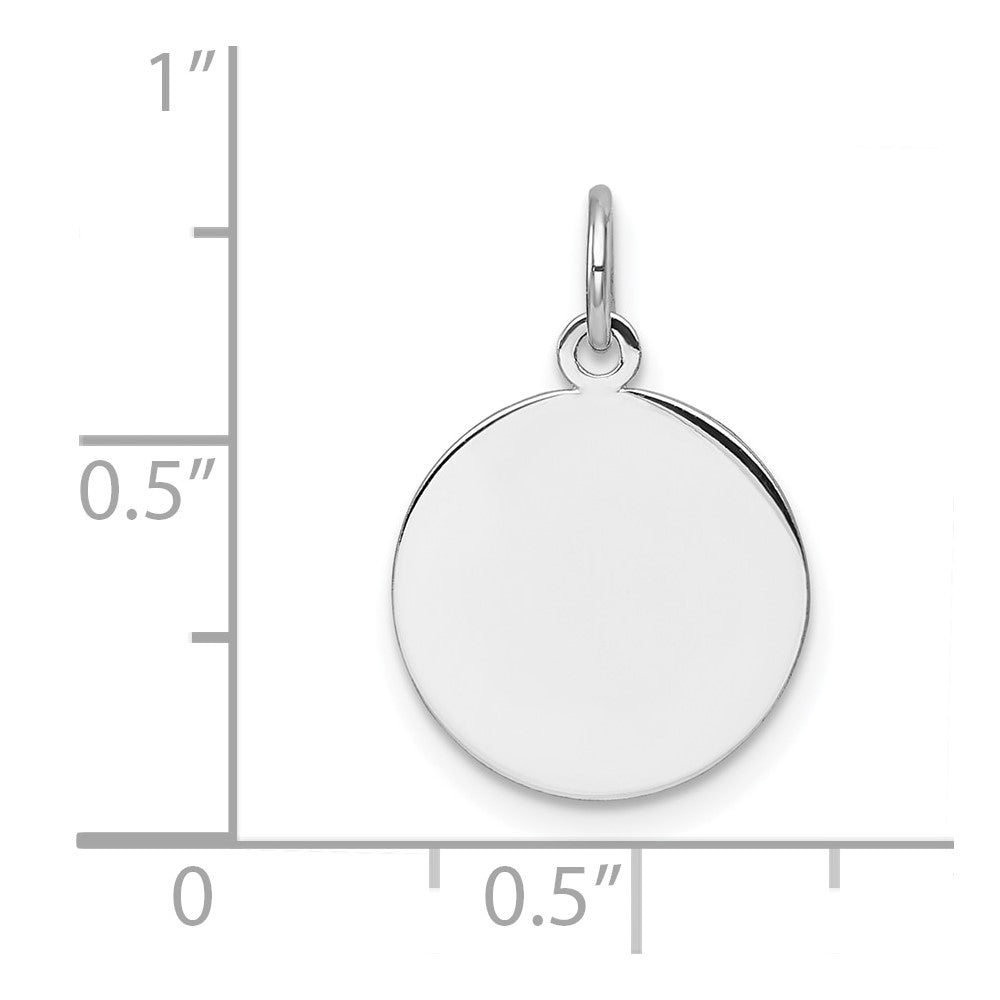 14K White Gold Plain Round Engravable Disc Charm