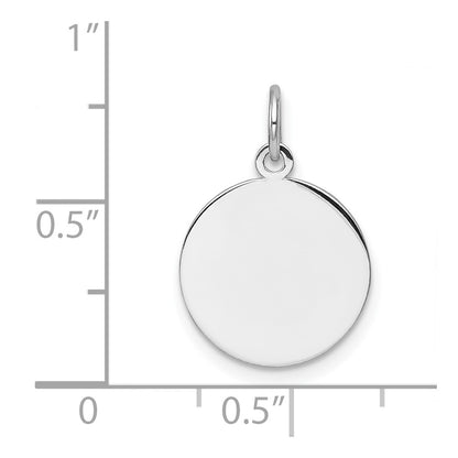 14K White Gold Plain Round Engravable Disc Charm