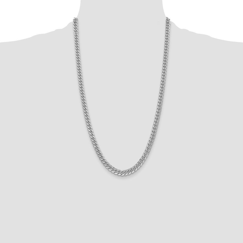 14K White Gold 6mm Semi-Solid Miami Cuban 26 Inch Chain