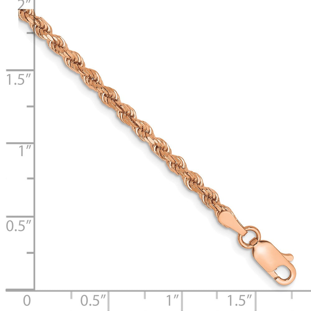 14K Rose Gold 2.75mm Diamond-cut Rope with Lobster Clasp 7 Inch Chain