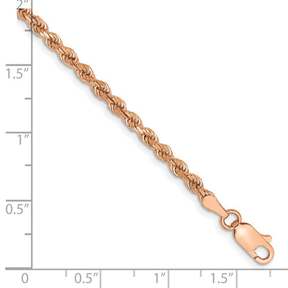 14K Rose Gold 2.75mm Diamond-cut Rope with Lobster Clasp 7 Inch Chain