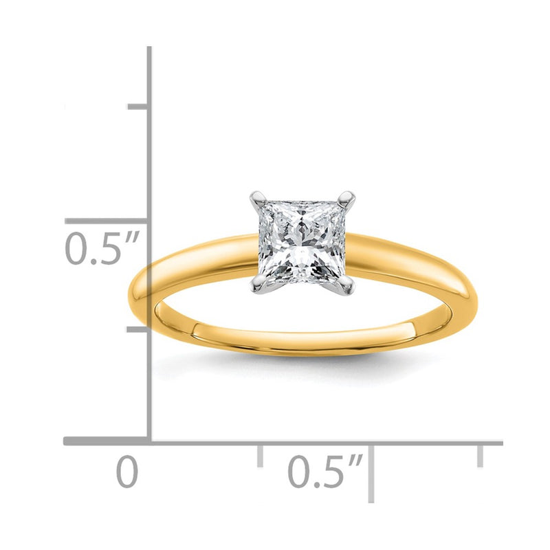14K Two-Tone Gold Two-tone 3/4 carat Certified Lab Grown Diamond VS+ F+ Princess Complete Solitaire Engagement Ring
