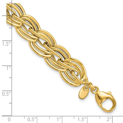 14K Yellow Gold Polished 12mm Fancy Link Chain Bracelet