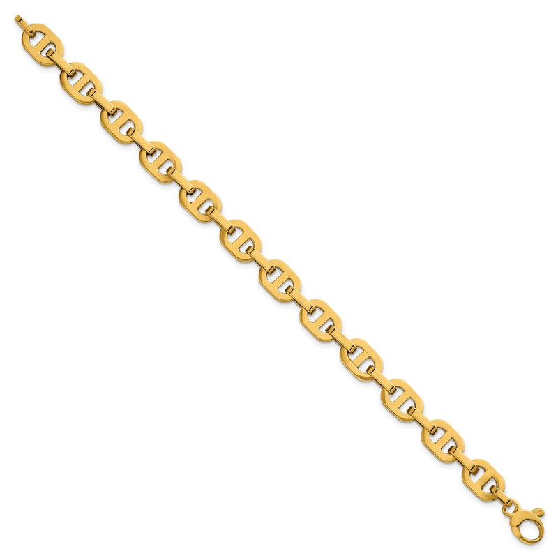 14K Yellow Gold Polished 8.5mm Fancy Anchor Link Chain Bracelet