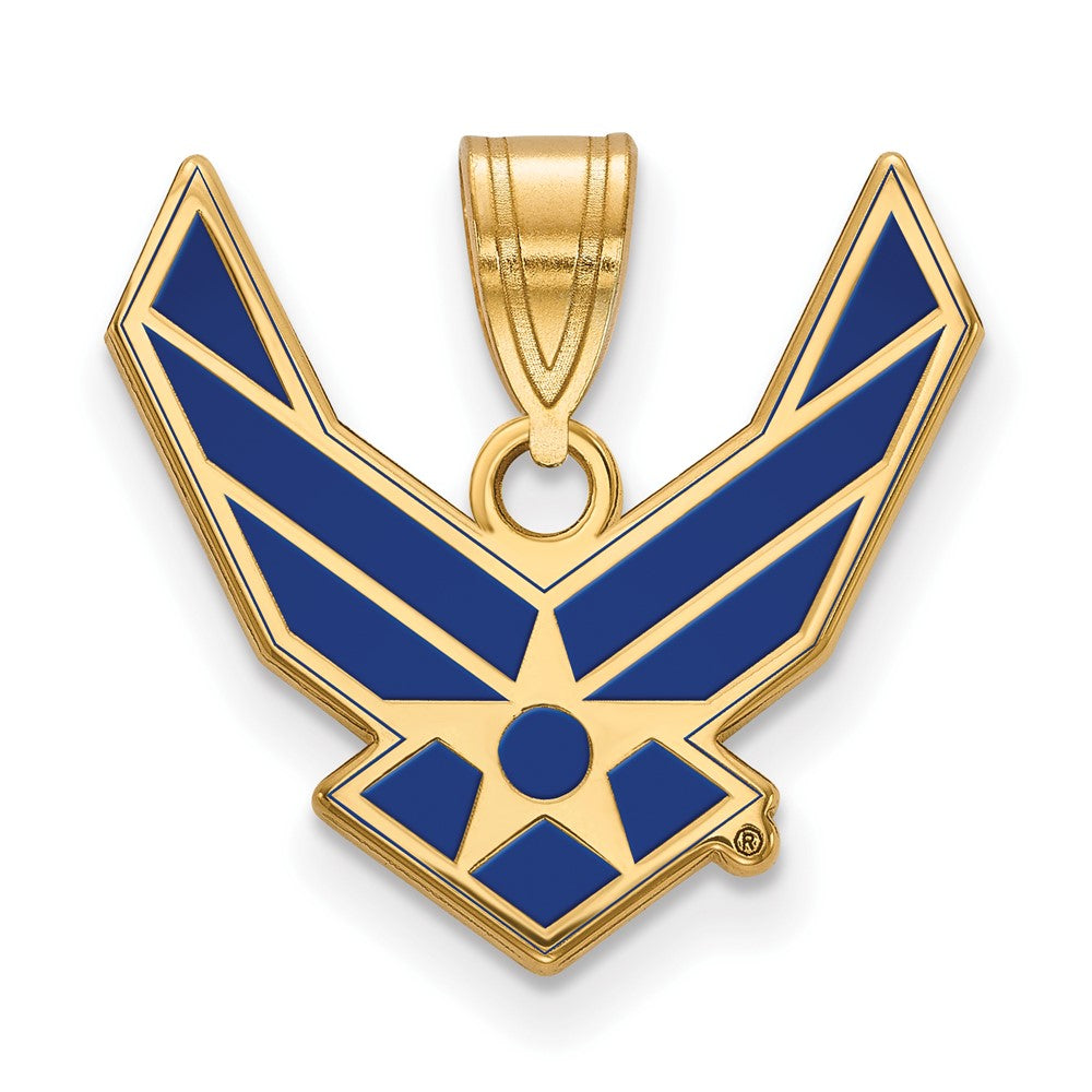 14K Yellow Gold Gold LogoArt U.S. Air Force Large Enamel Pendant