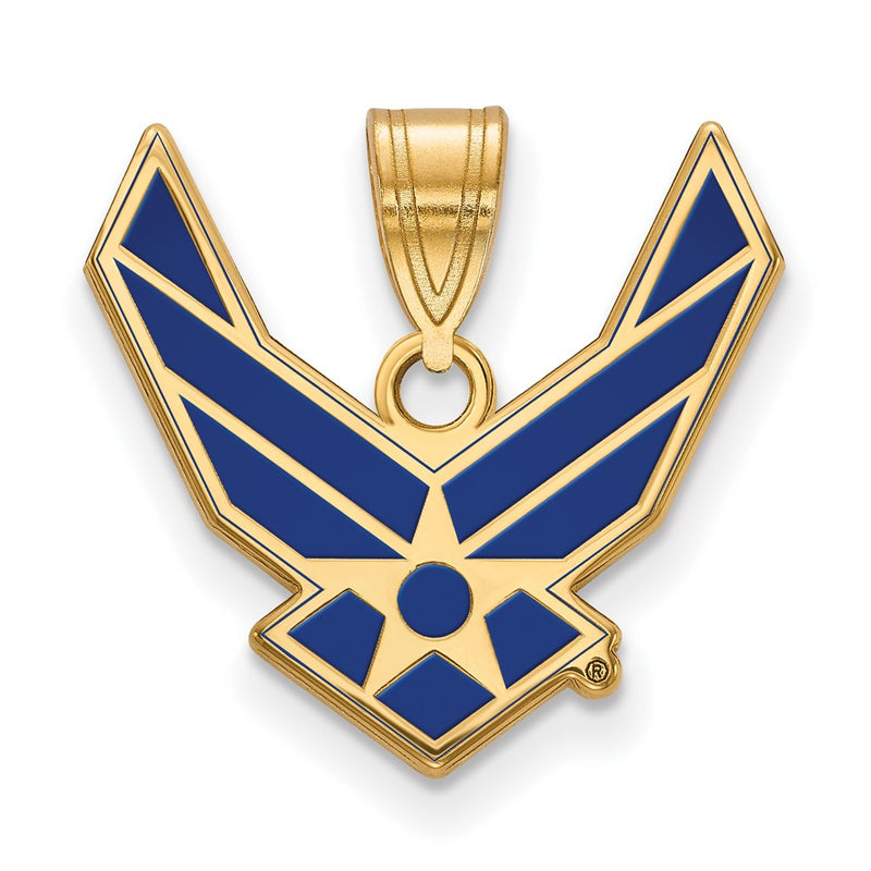 14K Yellow Gold Gold LogoArt U.S. Air Force Large Enamel Pendant