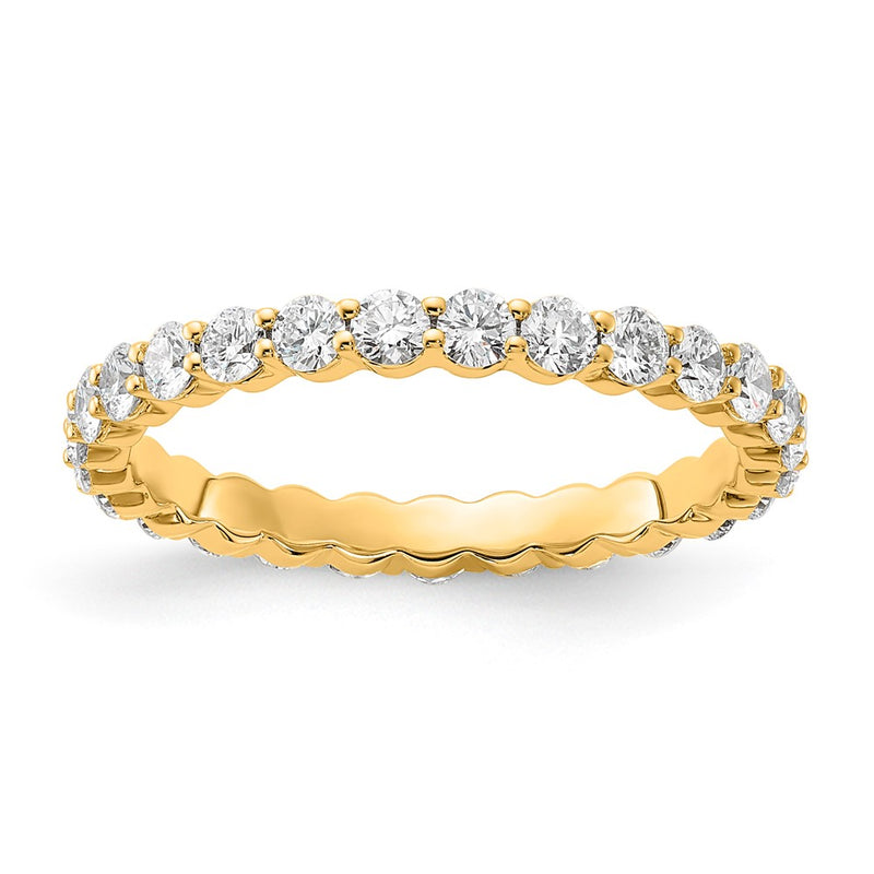 14K Yellow Gold 1 carat Lab Grown Diamond VS+ F+ Round Complete Channel Set Size 4.5 Eternity Wedding Band Ring