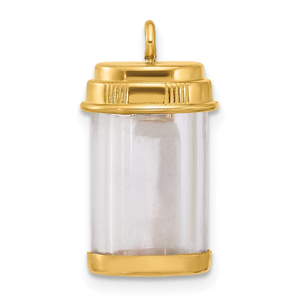14K Yellow Gold Fancy Pill Bottle Charm