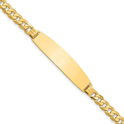 14K Yellow Gold Polished Solid Chain/Solid Plate Curb Link Rounded 35x8.5mm Plate 8 Inch ID Bracelet