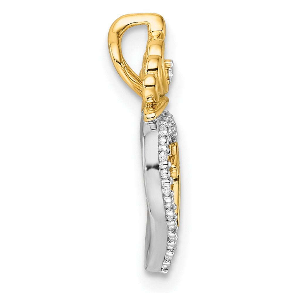 14K Two-Tone Gold Two-tone 1/15 carat Diamond Quinceanera 15 Heart with Crown Chain Slide