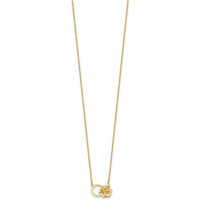 14K Yellow Gold Polished Bee and Circle 17.5 Inch Necklace