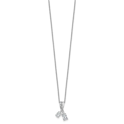 14K White Gold 7/8 carat Lab Grown Diamond VS/SI+ G+ Oval and Radiant Complete 18 Inch Two Stone Pendant Necklace