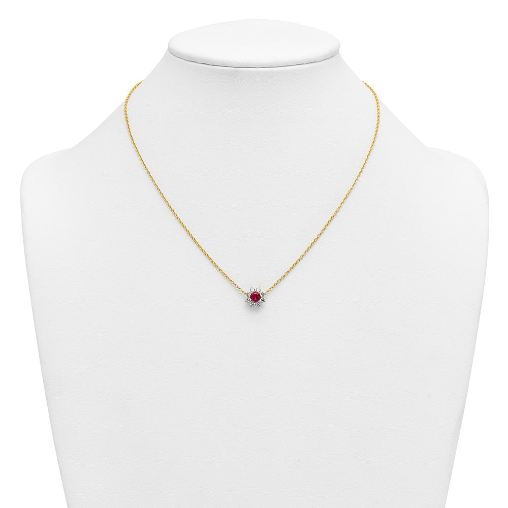 14K Yellow gold VS/SI G+ Lab Grown Diamond and AAA quality Genuine Ruby Pen
