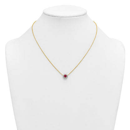 14K Yellow gold VS/SI G+ Lab Grown Diamond and AAA quality Genuine Ruby Pen