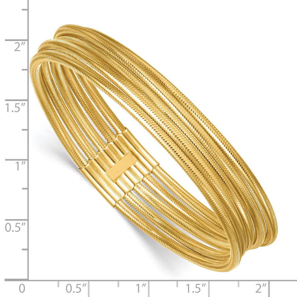 14K Yellow Gold Polished Five Strand Mesh Stretch Round Bracelet