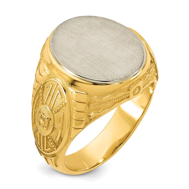 14K Two-Tone Gold Engravable Round Signet ring