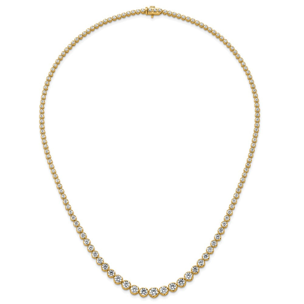 14K Yellow Gold 11 1/15 carat Lab Grown Diamond VS+ F+ Complete Round 20 Inch Graduated Tennis Necklace