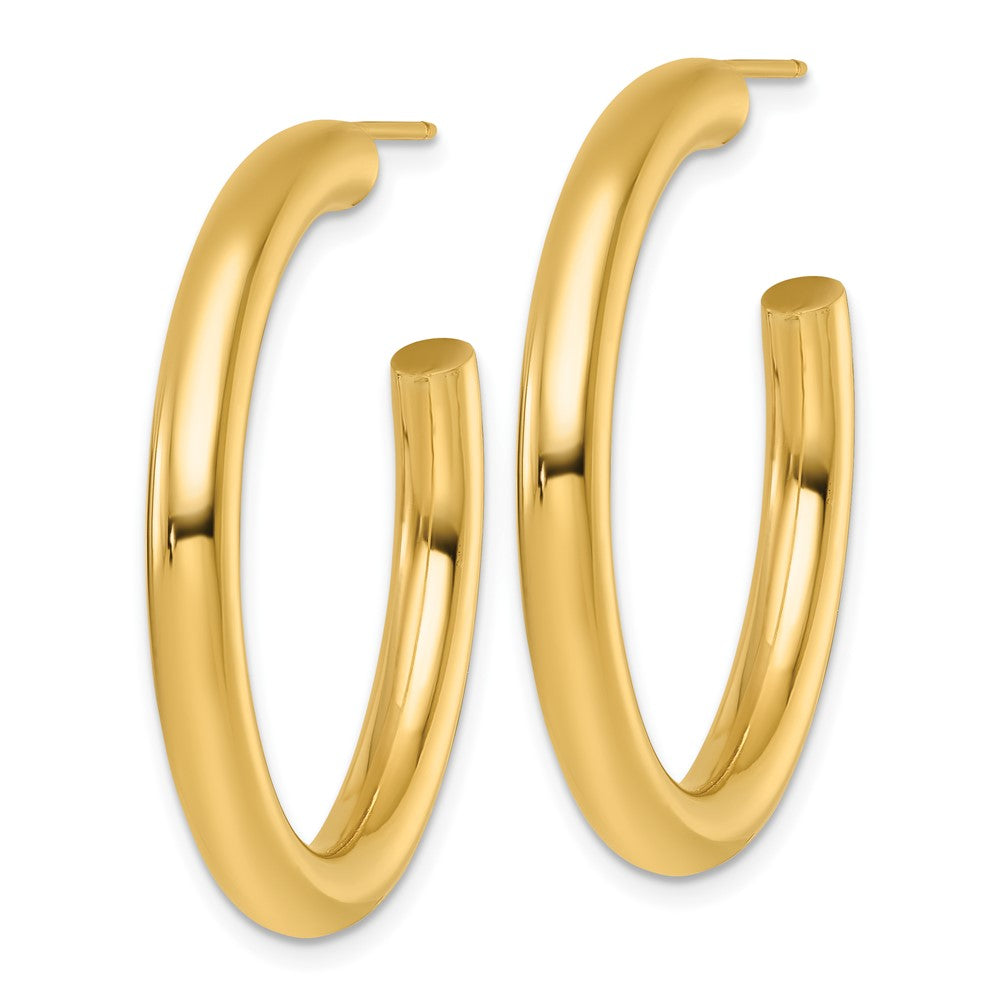 14K Yellow Gold Polished 4.0 x 35mm Tube C-Hoop Post Earrings