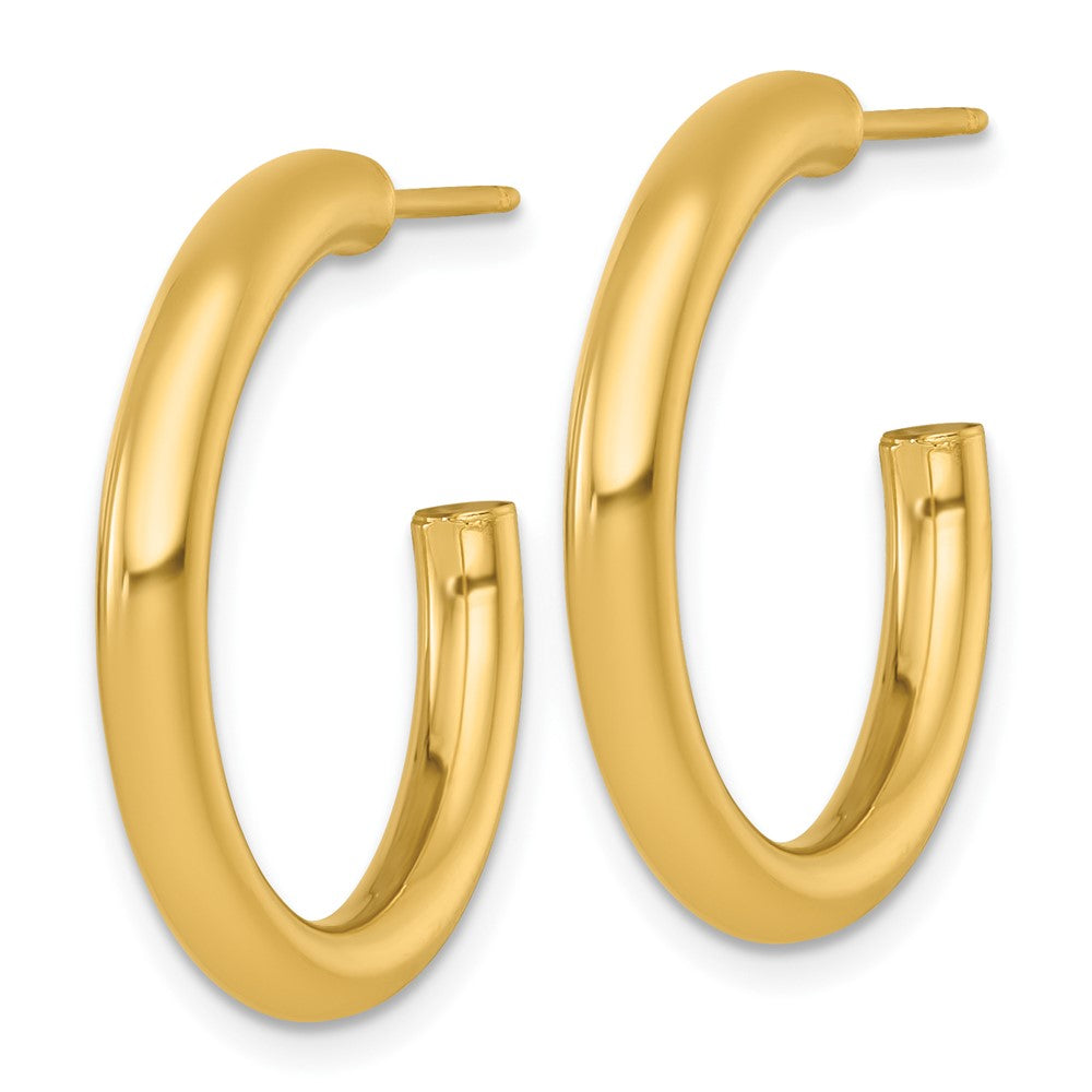 14K Yellow Gold Polished 3.0 x 25mm Tube C-Hoop Post Earrings