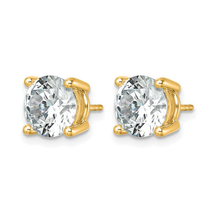 14K Yellow Gold 6 carat Certified Lab Grown Diamond VS+ F+ Round Complete Four Prong Lightweight Stud Earrings