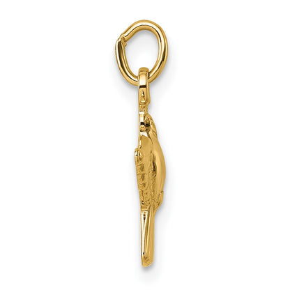 14K Yellow Gold Polished Flying Dove Pendant