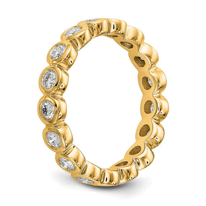 14K Yellow Gold Polished Size 7.5 Bezel-set 1 carat Diamond Complete Eternity Wedding Band Ring