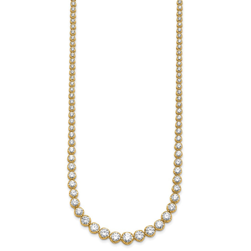 14K Yellow Gold 10 1/20 carat Certified Lab Grown Diamond VS+ F+ Complete Round 16 Inch Graduated Tennis Necklace