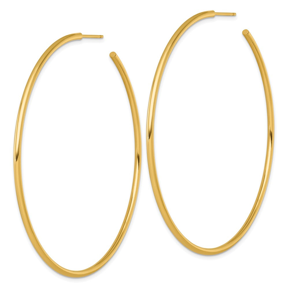 14K Yellow Gold Polished 2.0 x 70mm Tube C-Hoop Post Earrings