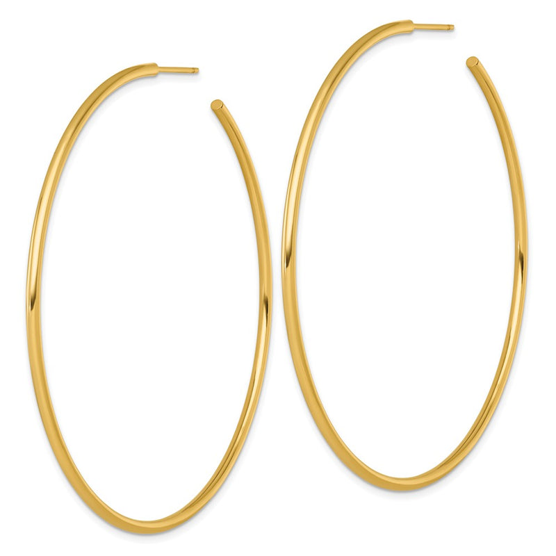 14K Yellow Gold Polished 2.0 x 70mm Tube C-Hoop Post Earrings