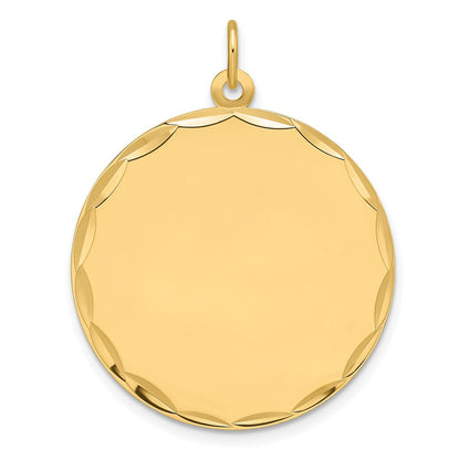 14K Yellow Gold Etched Edge .009 Gauge Engravable Round 26.6mm Disc Charm