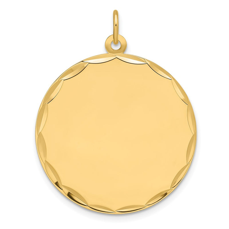 14K Yellow Gold Etched Edge .009 Gauge Engravable Round 26.6mm Disc Charm