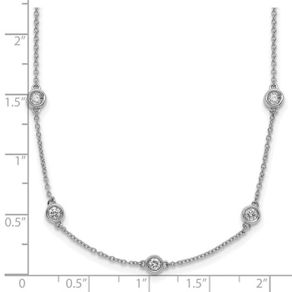 14K White Gold Complete 7/8 carat Bezel-set Diamond and Cable Chain 16-Station 16 Inch Necklace