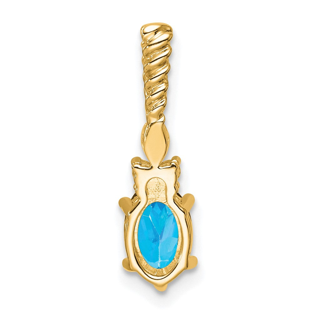 14K Yellow Gold Diamond and 7x5 Oval December/Blue Topaz Twisted Chain Slide